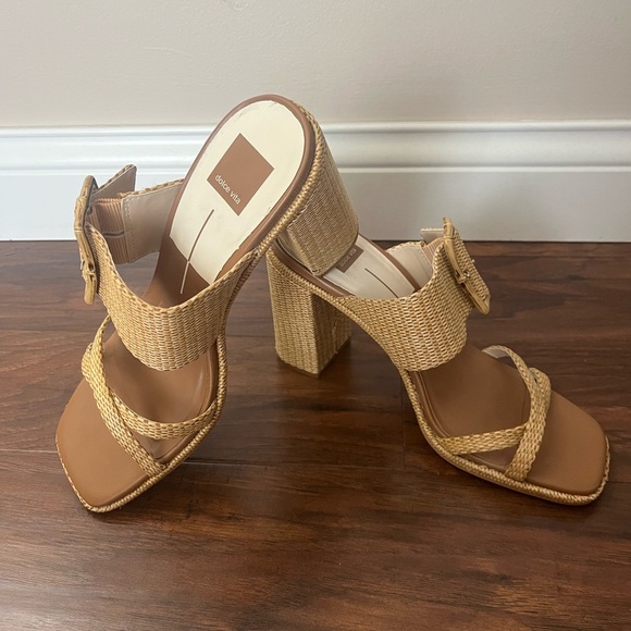 Dolce Vita Onnie Raffia Bamboo Square Toe Heel/Sandal-Size 9.5 - Picture 7 of 10